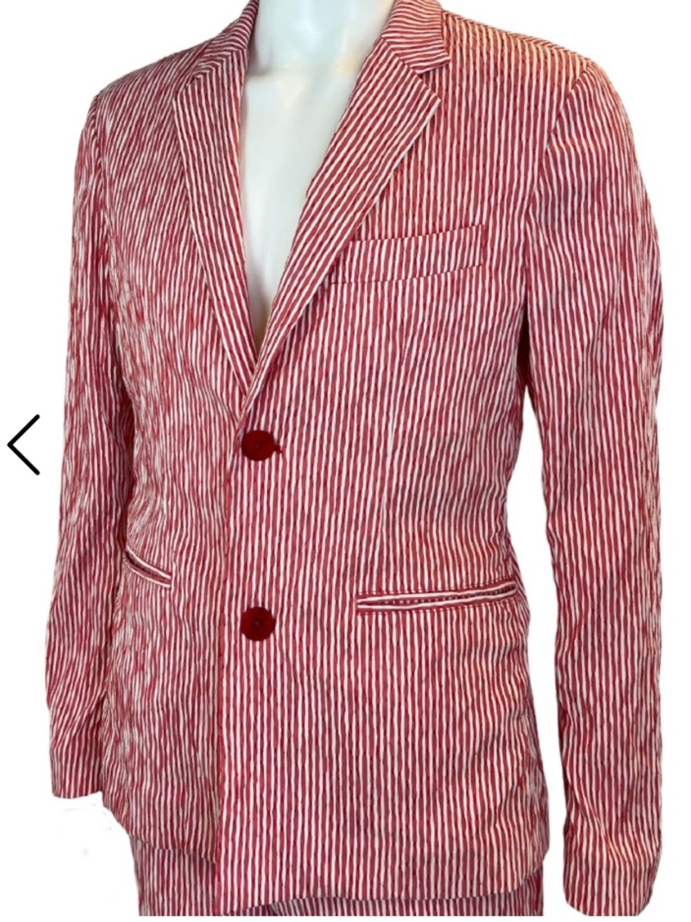 Snider Men’s Red & White Pinstripe 2-Piece Suit Size Medium – Stylish & Unique - Picture 2 of 10